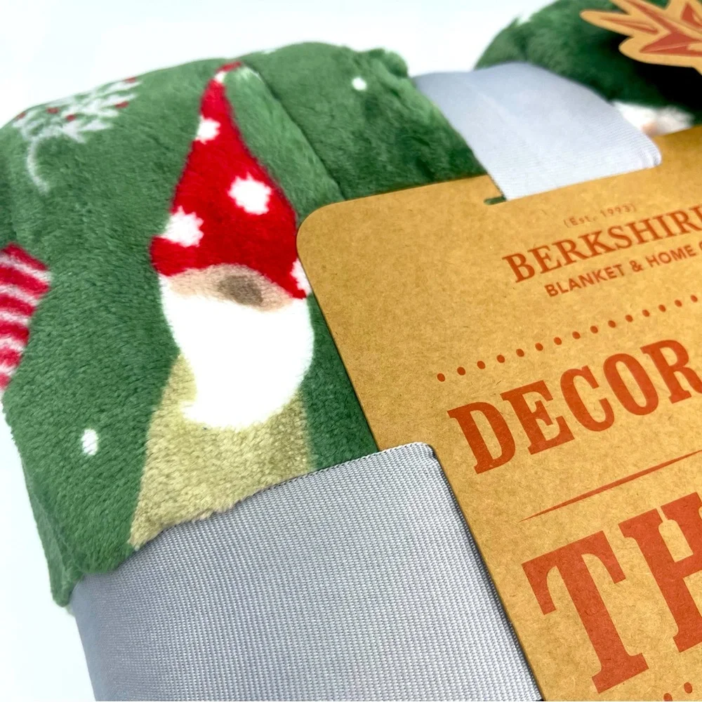 Berkshire Decorative Throw Candy Cane Gnomes NWT